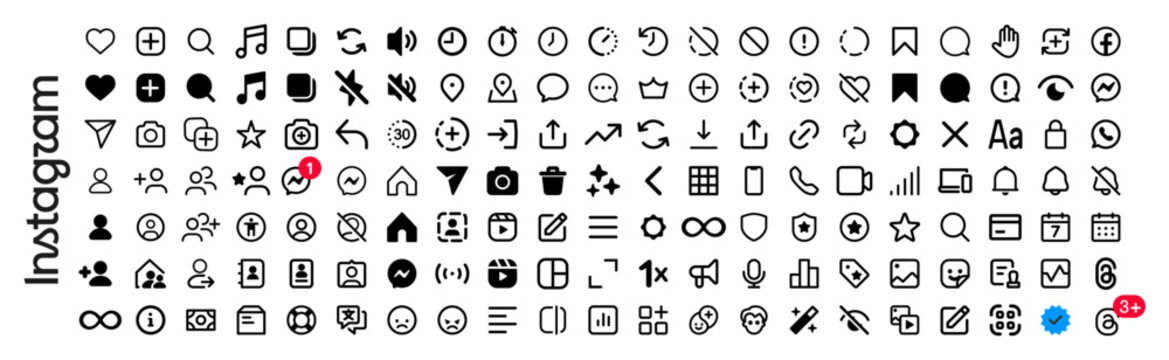 Black social media icon set featuring like, comment, share, search, home, profile, and communication symbols on white background. UKRAINE, KHARKIV, 26 AUGUST 2026