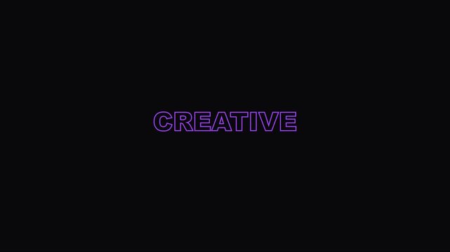 Creative neon text animation on 4k black background, modern digital typography motion