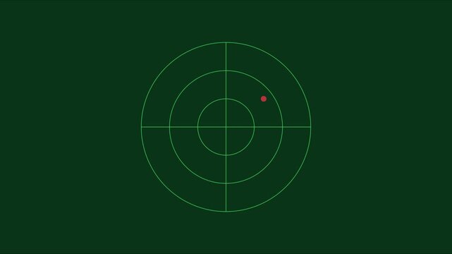 Digital radar screen with scanning motion and target blip for military or aviation technology interface animation 4k