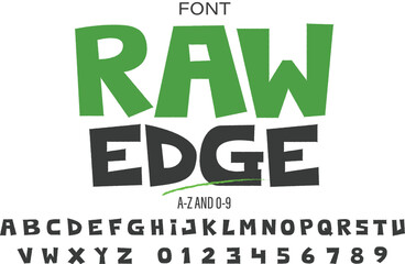 Naklejka premium Raw Edge - Bold Cutout Display Font | Playful Tribal Papercut Alphabet & Numbers Vector