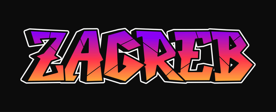 Zagreb graffiti word in colorful street art lettering