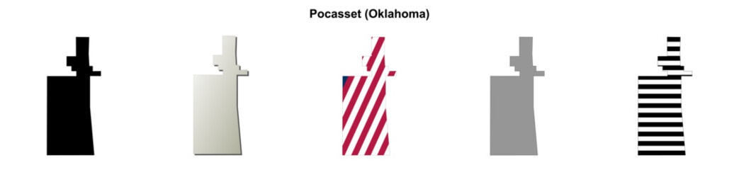 Obraz premium Pocasset (Oklahoma) blank outline map set