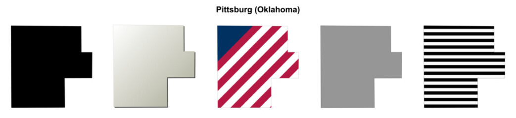Fototapeta premium Pittsburg (Oklahoma) blank outline map set