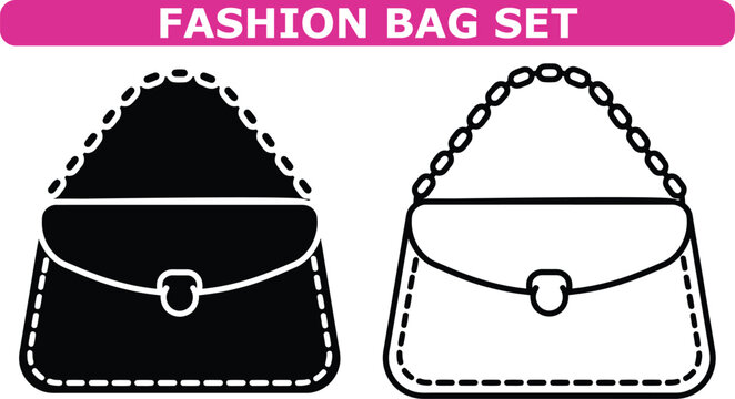Stylish Black Handbag Set with Chain Straps Displayed Against Clean White Background fashion-accessories minimalist-luxury women-fashion-trends handbag-collection designer-inspired