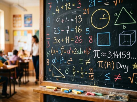 Pythagorean Theorem and Geometry Formulas on Blackboard