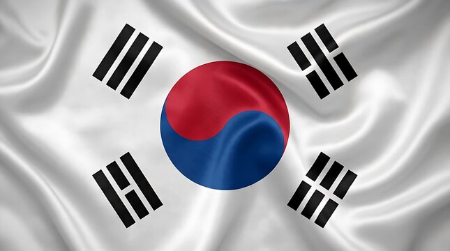 Waving flag of south korea with silk texture