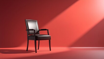 Fototapeta premium Elegant Black Meeting Chair with Clean Shadow on Red Ground