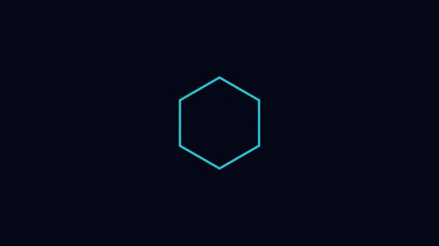 Minimalist hexagon geometric shape pulsing animation on dark 4k background