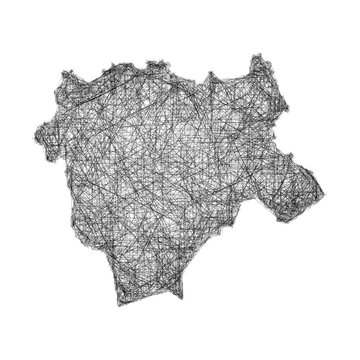 Sketch monochrome Aqtobe (Kazakhstan) outline map design