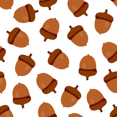 Seamless Pattern with Acorns on White Background © Yevheniia
