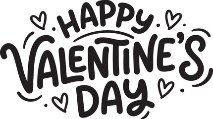 Naklejka premium Happy Valentines Day Vector Typography Playful Heart Lettering Cut File