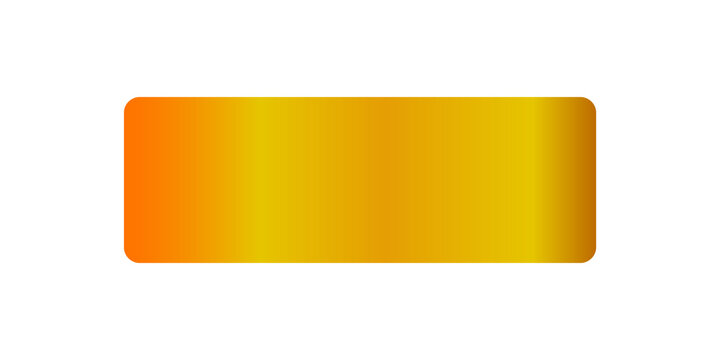 Rounded rectangular golden gradient button isolated on transparent background for web ui