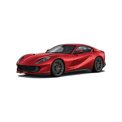 Naklejka premium Red luxury sports car illustration, modern high performance coupe vehicle isolated on white.