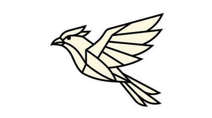 Obraz premium Stylized cream colored bird illustration featuring clean geometric lines and a modern minimalist graphic design aesthetic