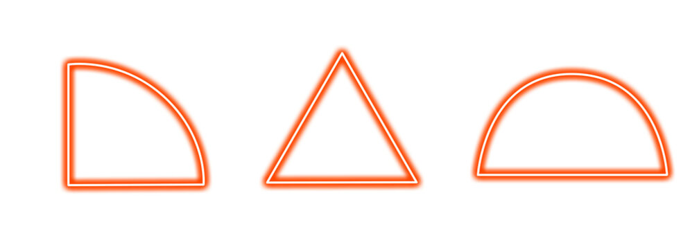 Neon shapes isolated on transparent background