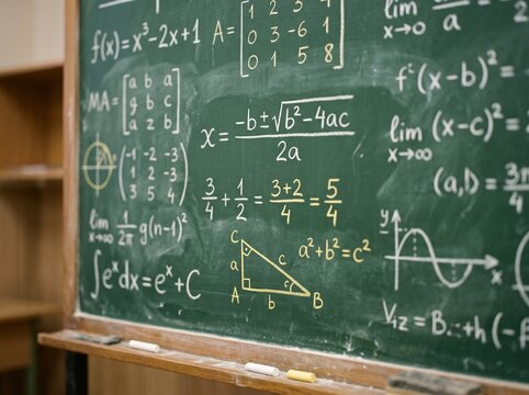 Green Chalkboard with Trigonometry and Calculus Formulas