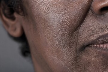 Naklejka premium Extreme Macro Dehydrated Mature Black Skin Texture Close Up