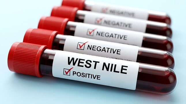 West Nile Virus Blood Test Tubes Showing Positive and Negative Results in Laboratory Setting