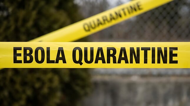 Yellow Ebola Quarantine Warning Tape Blocking Access In A Public Health Emergency Zone