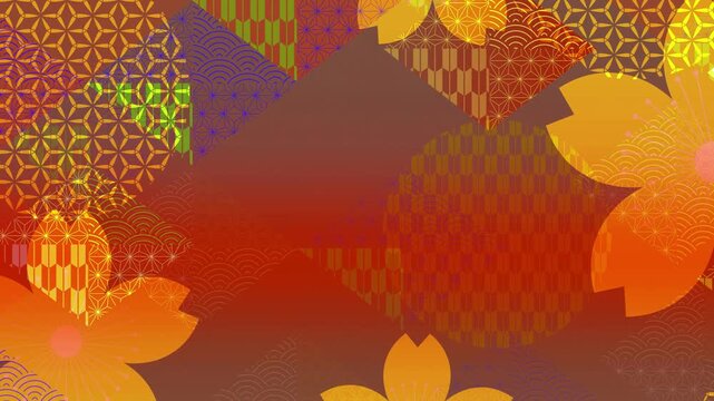 Traditional Japanese Patterns with Cherry Blossoms 4K