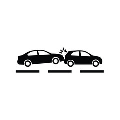 Obraz premium Car crash icon showing a rear end vehicle collision on a road