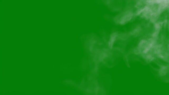 White Smoke Stream Dissipating on Green Screen Background with Subtle Camera Movement