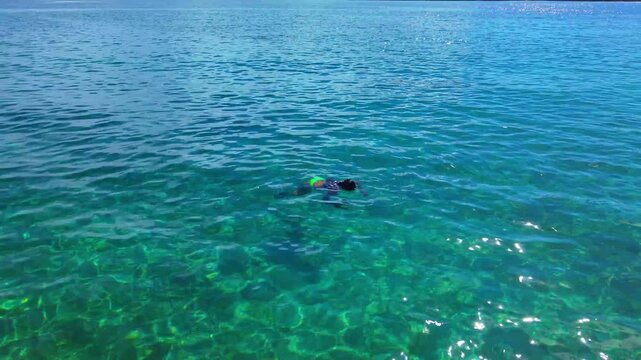 Drone Video of Sparkling Transparent Waves at Tamarindo Beach Culebra