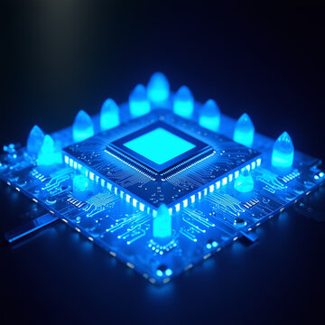 Futuristic chiplet package concept sculptural hero object 3D render