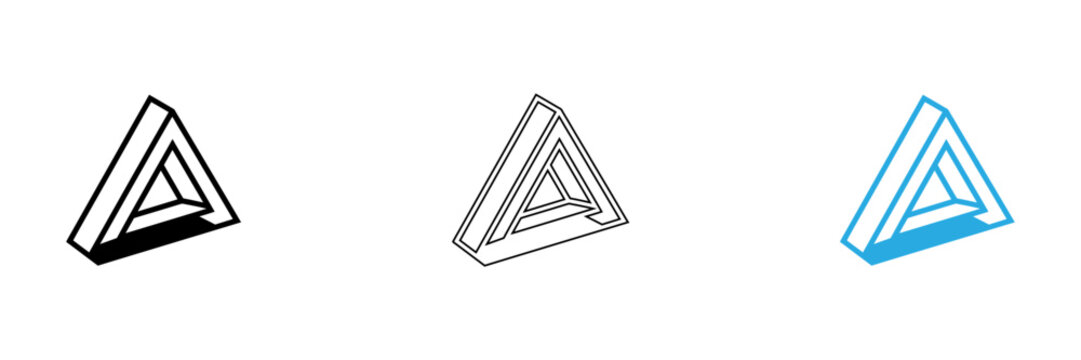 3d geometric triangle shapes with perspective lines isolated on transparent background, Vector