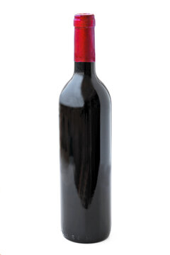 red wine bottle isolated on white background