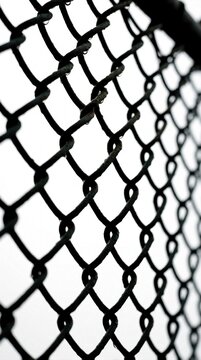 Metal chain link fence pattern with water drops. Abstract background of interconnected metal wires forming a mesh grid. Security barrier texture.
