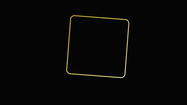 Minimalist golden square frame animation on 4k black background, for modern and, digital overlay