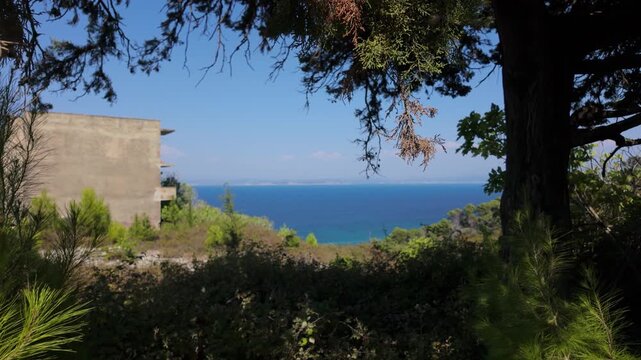 View of Ionian Sea and Zvernec from the old town in Sazan island