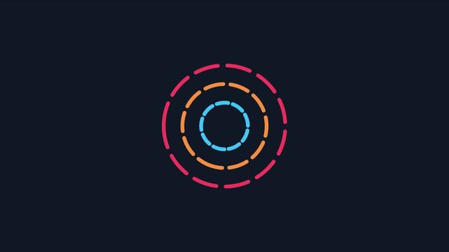 Minimalist concentric circles loading animation with rotating dashed lines for ui 4k