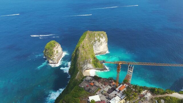 Public outcry over visual impact of glass lift, Kelingking beach, Penida. Aerial