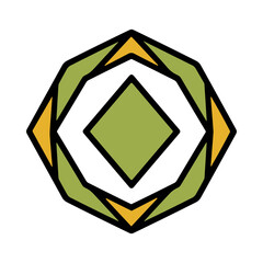 Fototapeta premium Abstract Geometric Design With Green, Yellow, and Black Colors