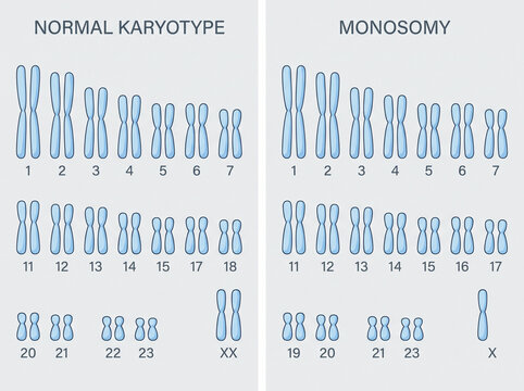 Normal Karyotype and Monosomy Comparison Chart Medical Illustration