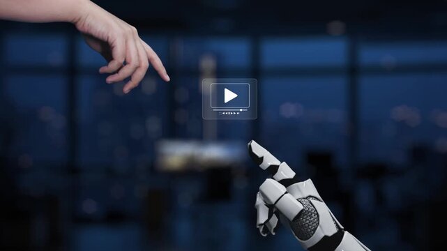 This image illustrates the interaction between artificial intelligence and digital media, highlighting video content, user engagement, and modern communication in a digital workspace. Synapse