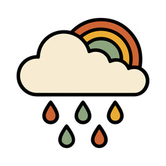 Fototapeta premium Cloud with Rainbow and Falling Raindrops