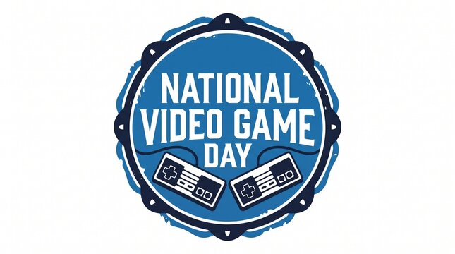 A circular badge for video game day.