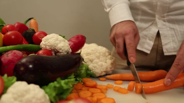 Fresh Carrot Cutting In Close Up