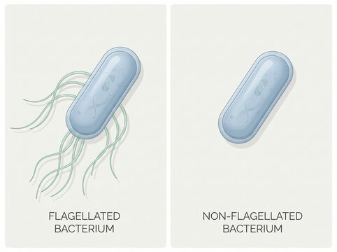 Flagellated and Non-Flagellated Bacterium Comparison Anatomy Diagram