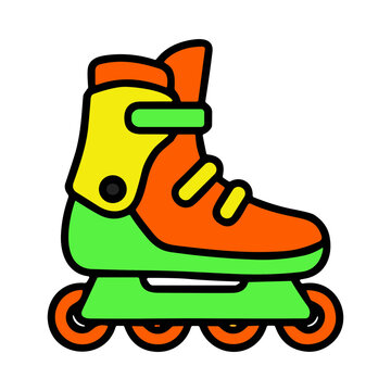 Colorful Rollerblade Skate with Orange and Yellow Accents on Green Wheels