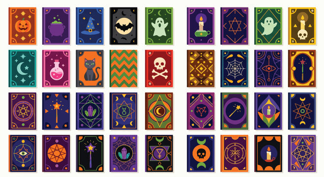 Colorful Halloween Witch Grimoire and Magic Book Cover Bundle