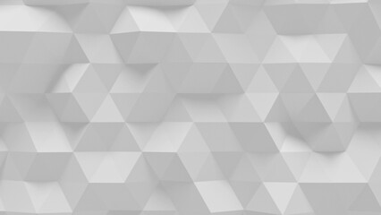 Obraz premium Minimalist white polygonal 3D background with triangular mesh relief.