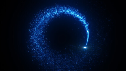 Magical glowing blue particle comet leaving a sparkling trail swirl. © VectorShop