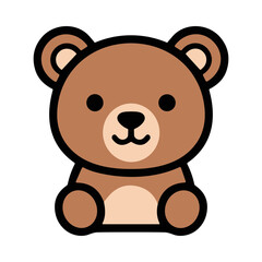 Fototapeta premium Cute Cartoon Teddy Bear Sitting Isolated on White Background