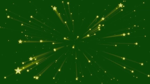 Gold starburst explosion motion graphics, abstract energy burst animation, bright sparkling star particles backdrop overlay, vibrant motion background loop on green screen background.4k video