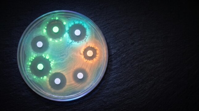 Inhibition halos reveal antibiotic susceptibility patterns