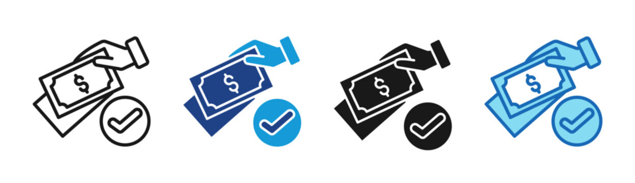 Payment Approval icon set multiple style collection